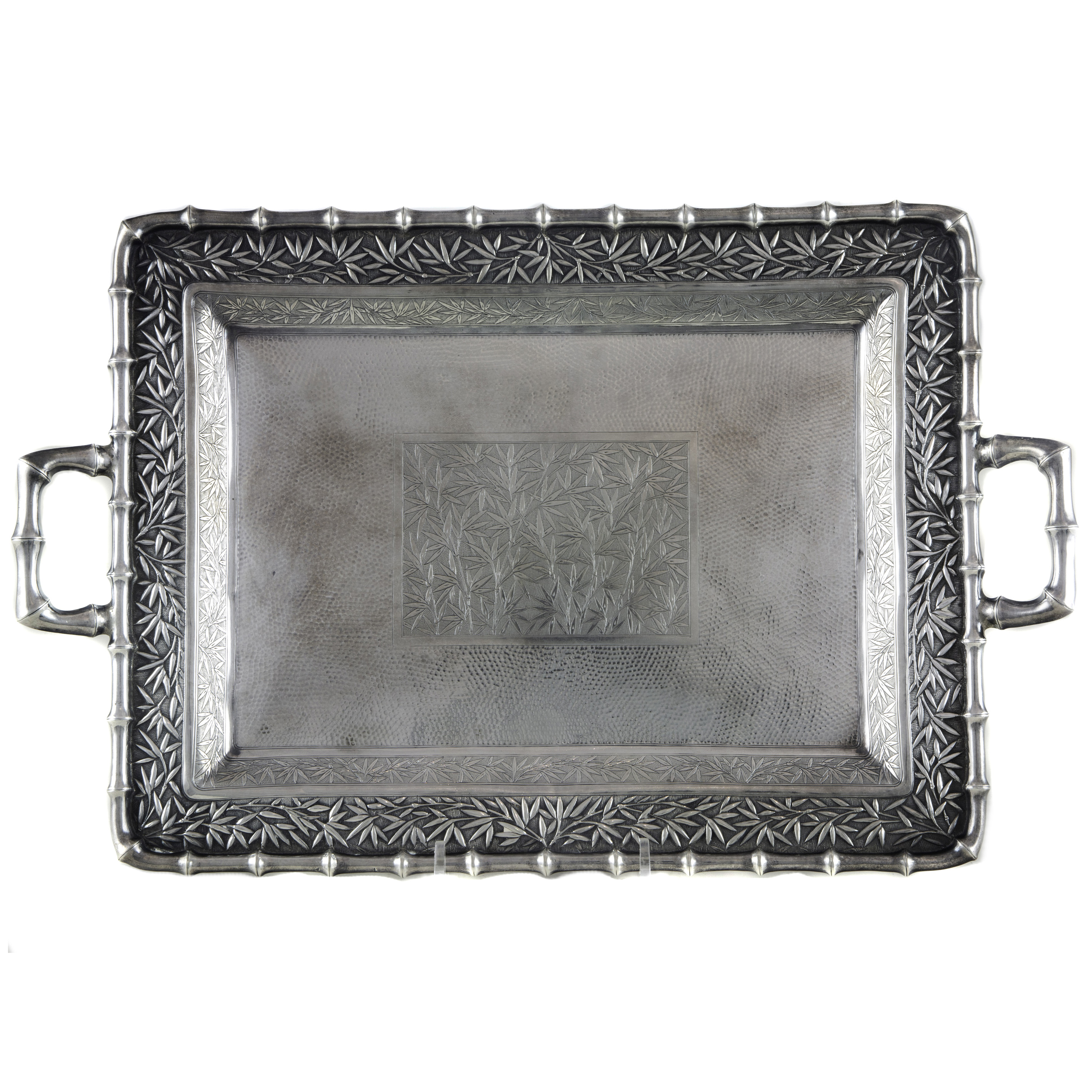 A CHINESE EXPORT SILVER TRAY A Chinese