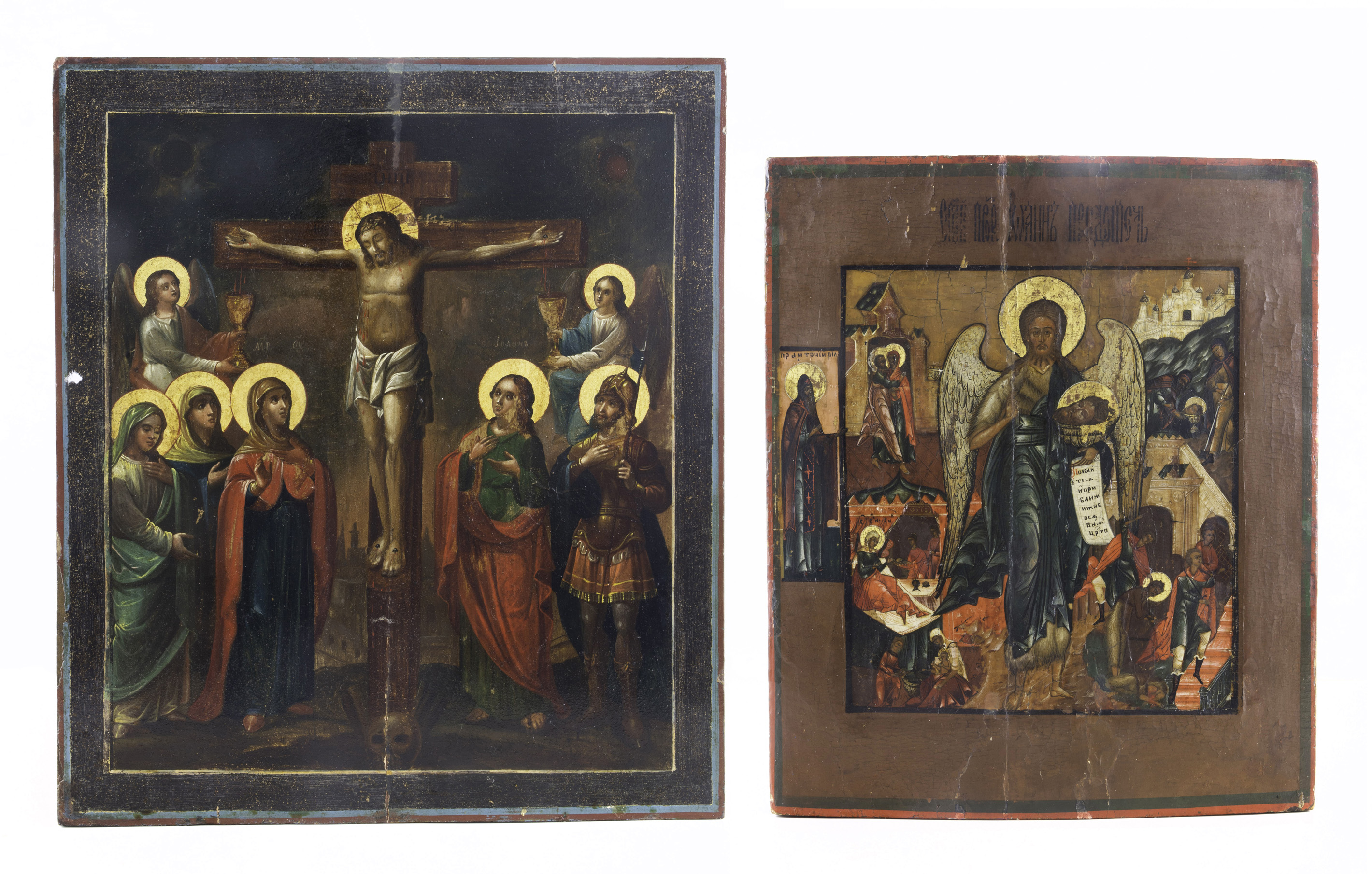 A LOT OF 2 RUSSIAN ICONS CRUCIFIXION 3a4852