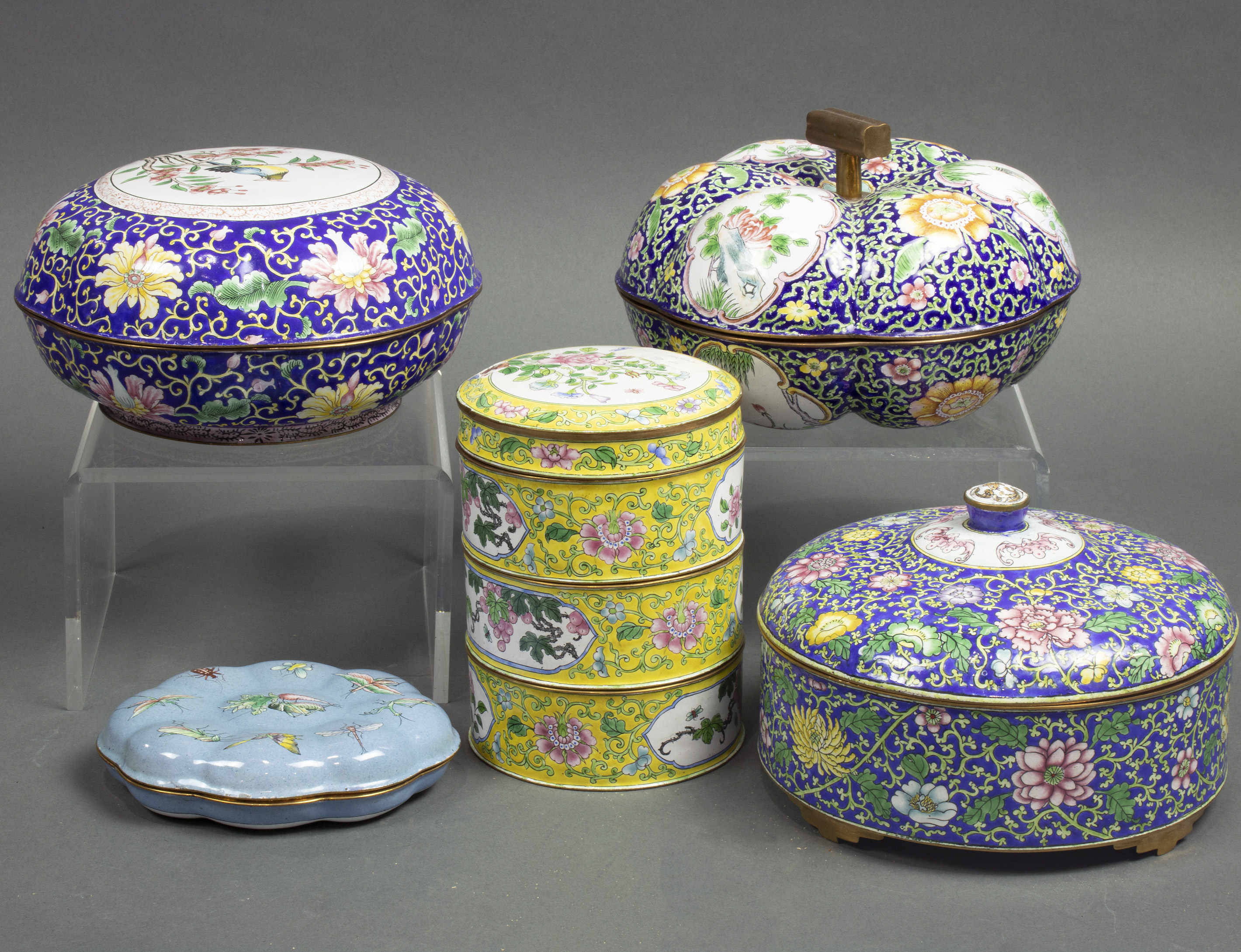 (LOT OF 5) CHINESE CANTON ENAMEL