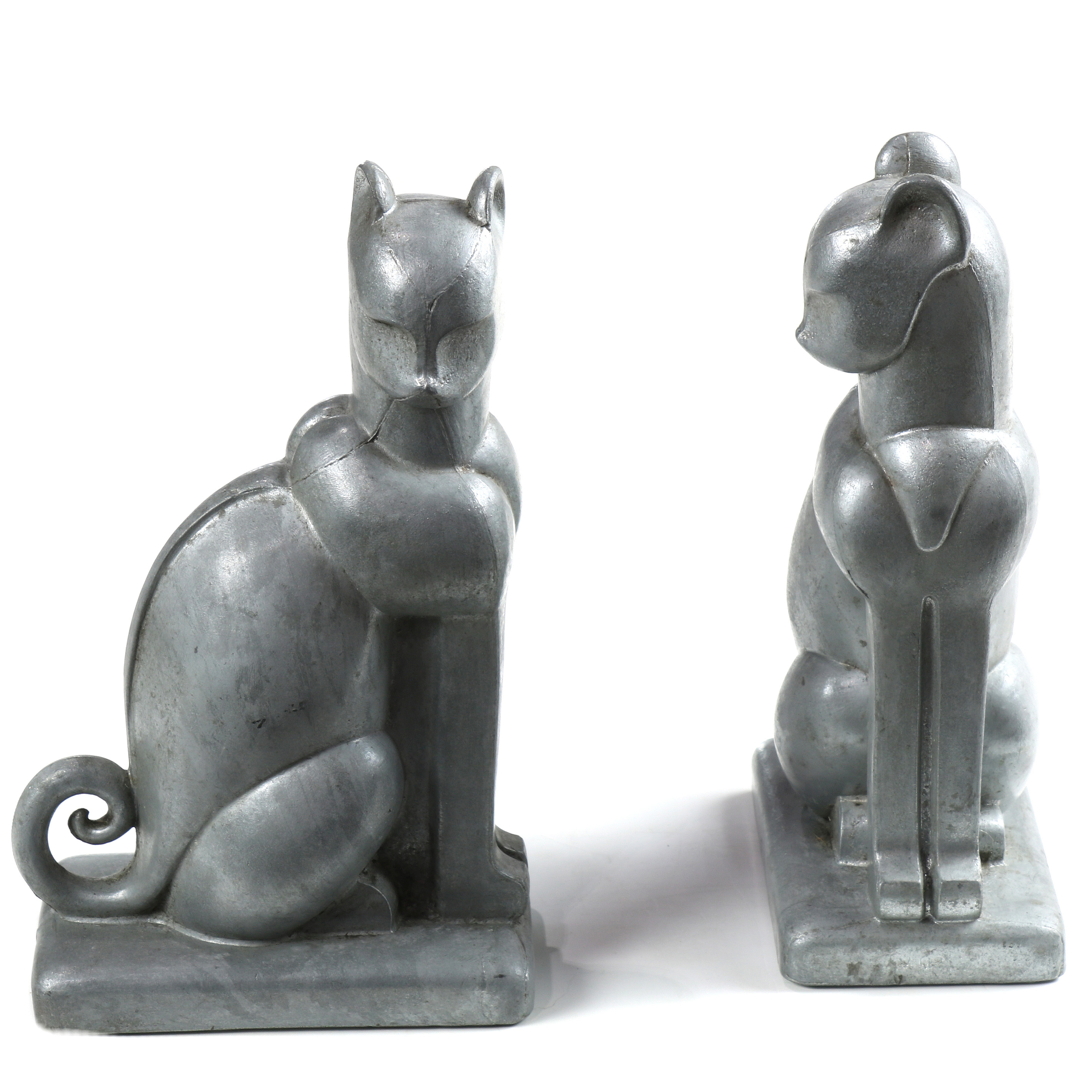 (LOT OF 2) ART DECO CAT FORM WHITE