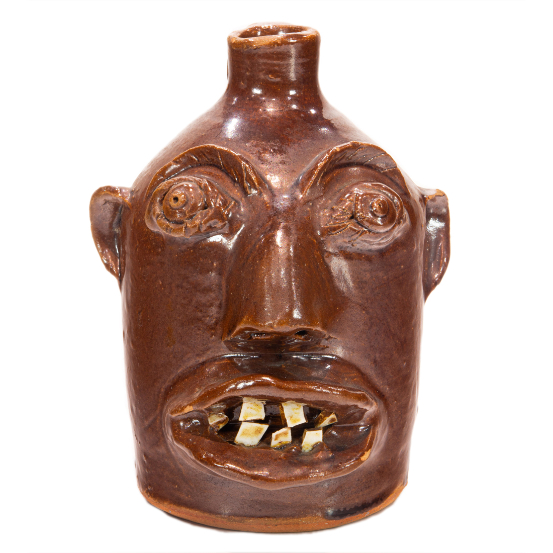 SOUTHERN BROWN GLAZED POTTERY FACE 3a23a7