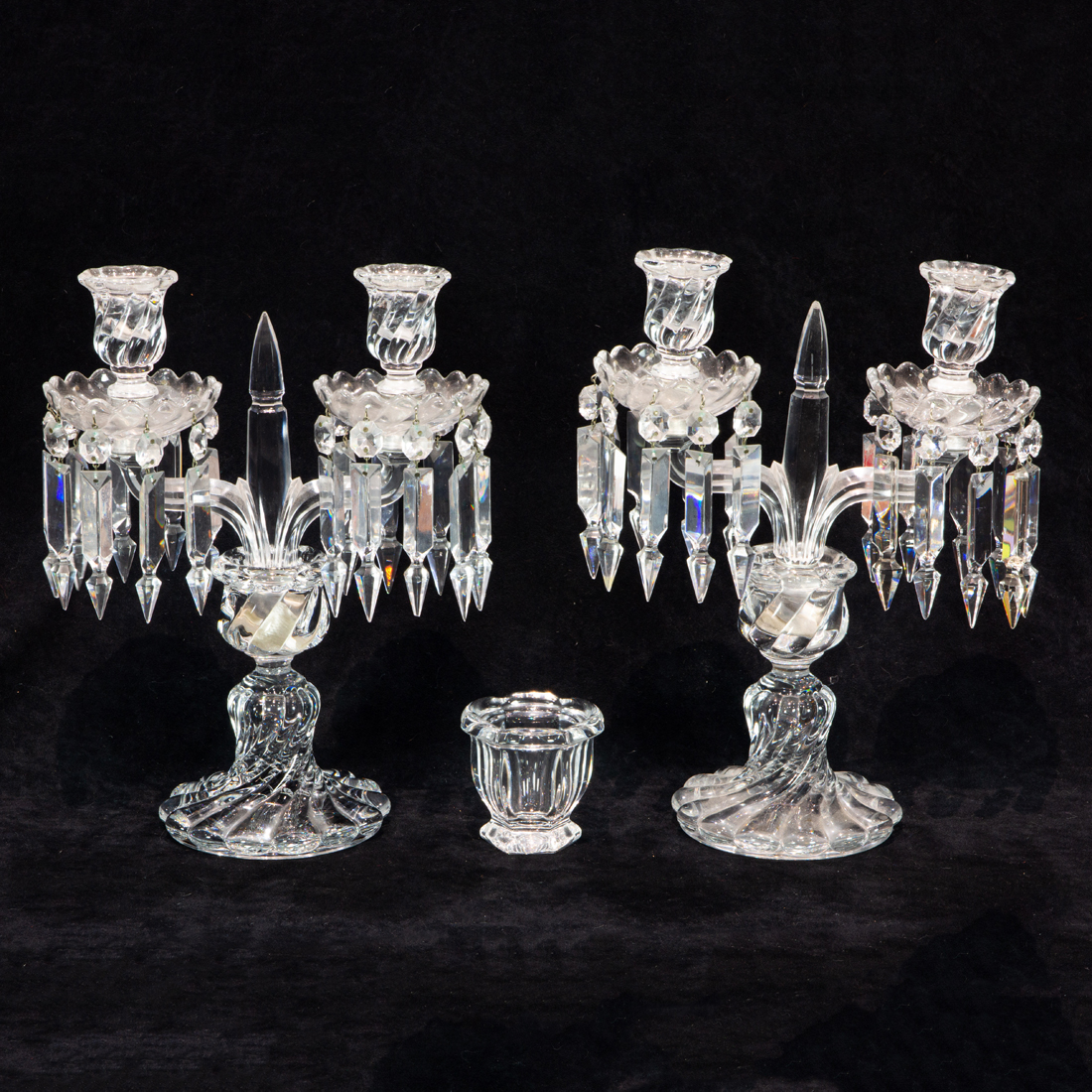 (LOT OF 3) PAIR OF BACCARAT TWO-LIGHT