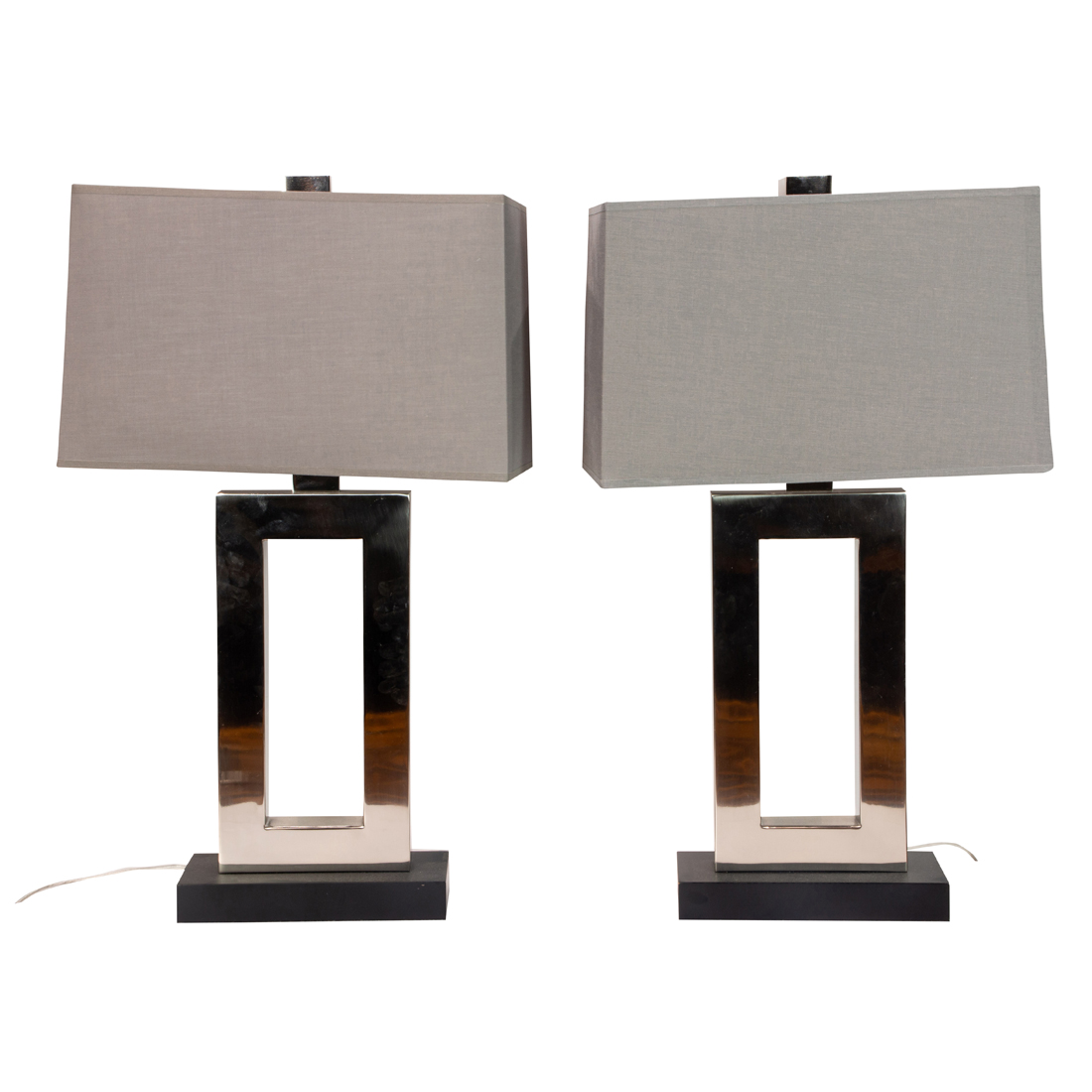 PAIR OF CONTEMPORARY BRUSHED METAL 3a2425