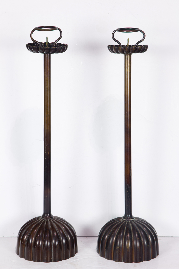 PAIR OF JAPANESE BRONZE CANDLE 3a2466