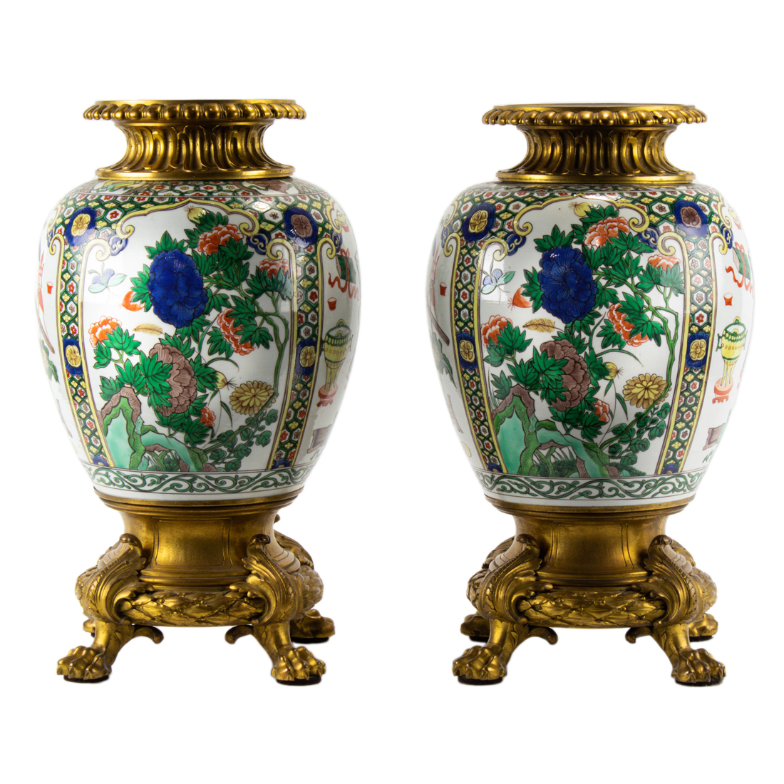 PAIR OF CHINESE FAMILLE VERTE VASES