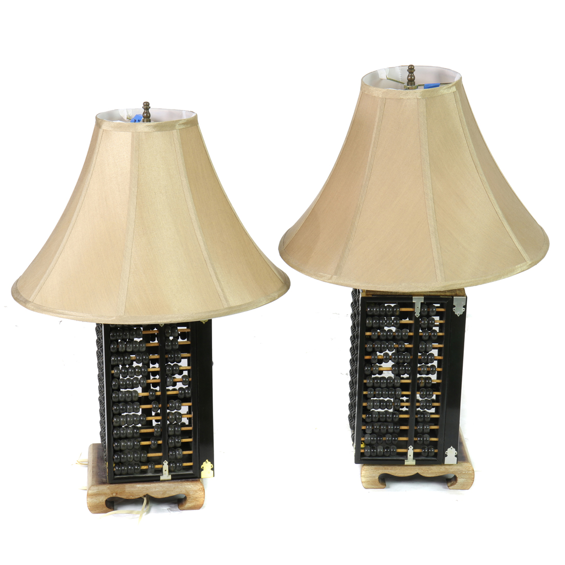 PAIR OF CHINESE ABACUS-FORMED LAMPS
