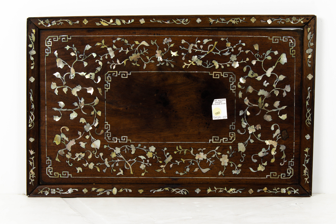 CHINESE HARDWOOD TRAY WITH MOTHER 3a2482