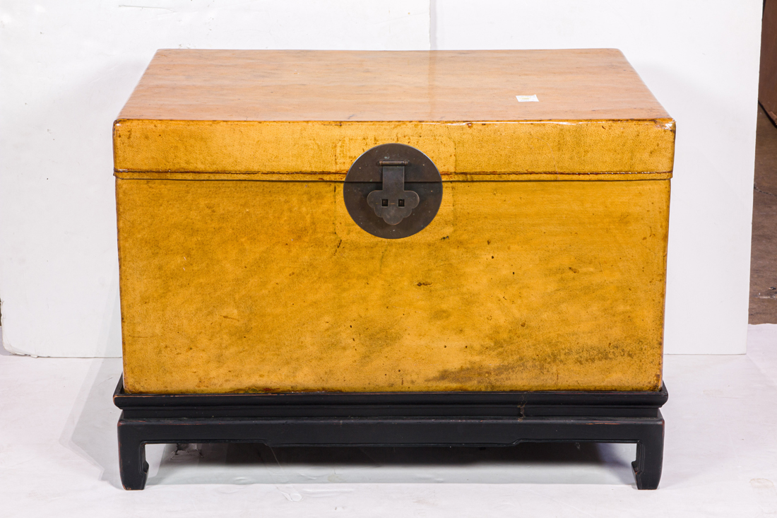 CHINESE PIG SKIN MOUNTED CHEST 3a2486