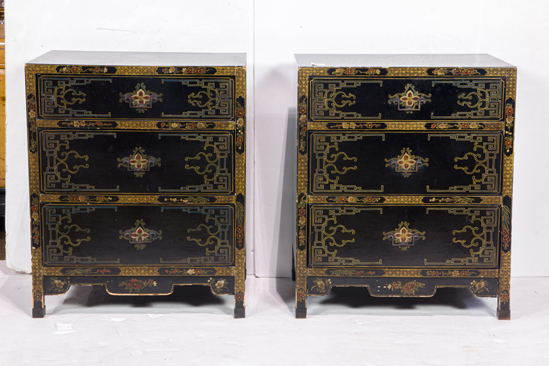 PAIR OF CHINESE LACQUERED BEDSIDE