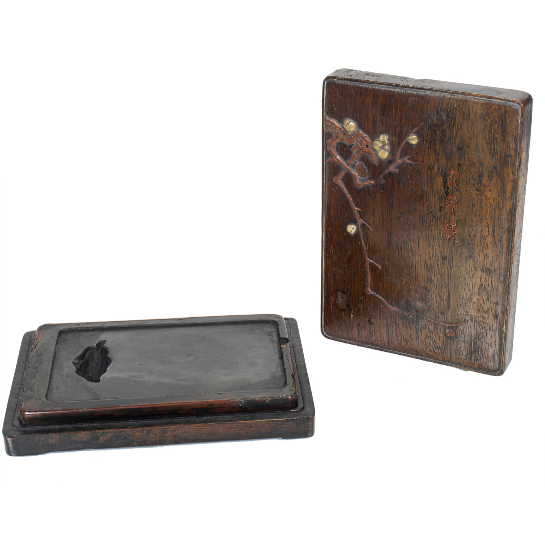 CHINESE INKSTONE WITH WOOD CASE 3a24a0