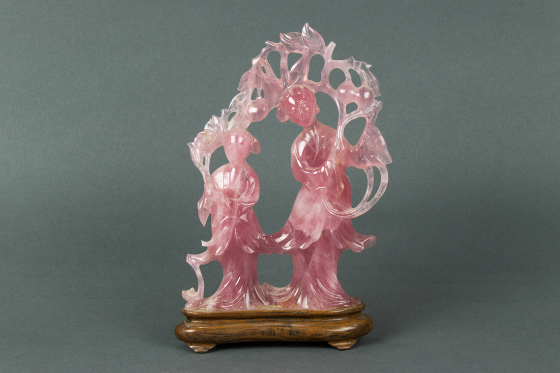 CHINESE PINK QUARTZ FIGURAL CARVING