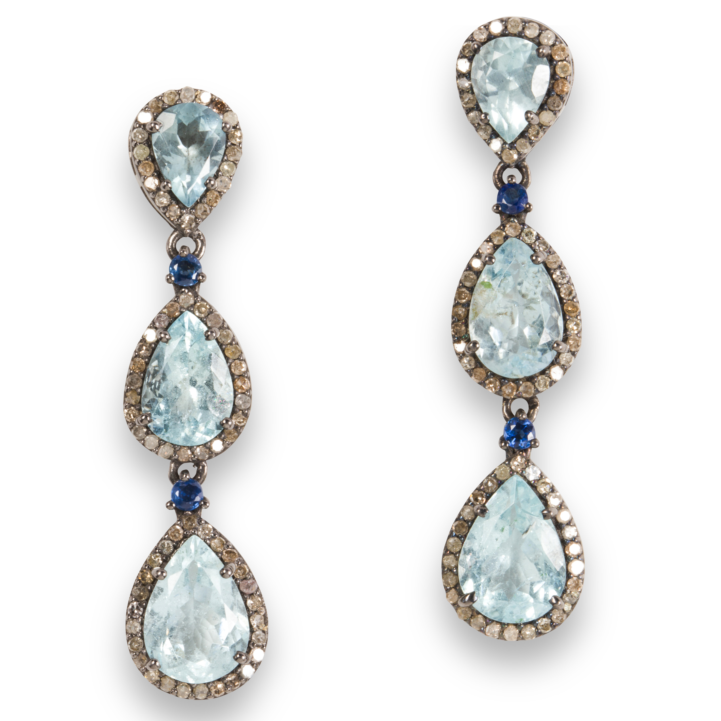 A PAIR OF AQUAMARINE AND DIAMOND 3a2626