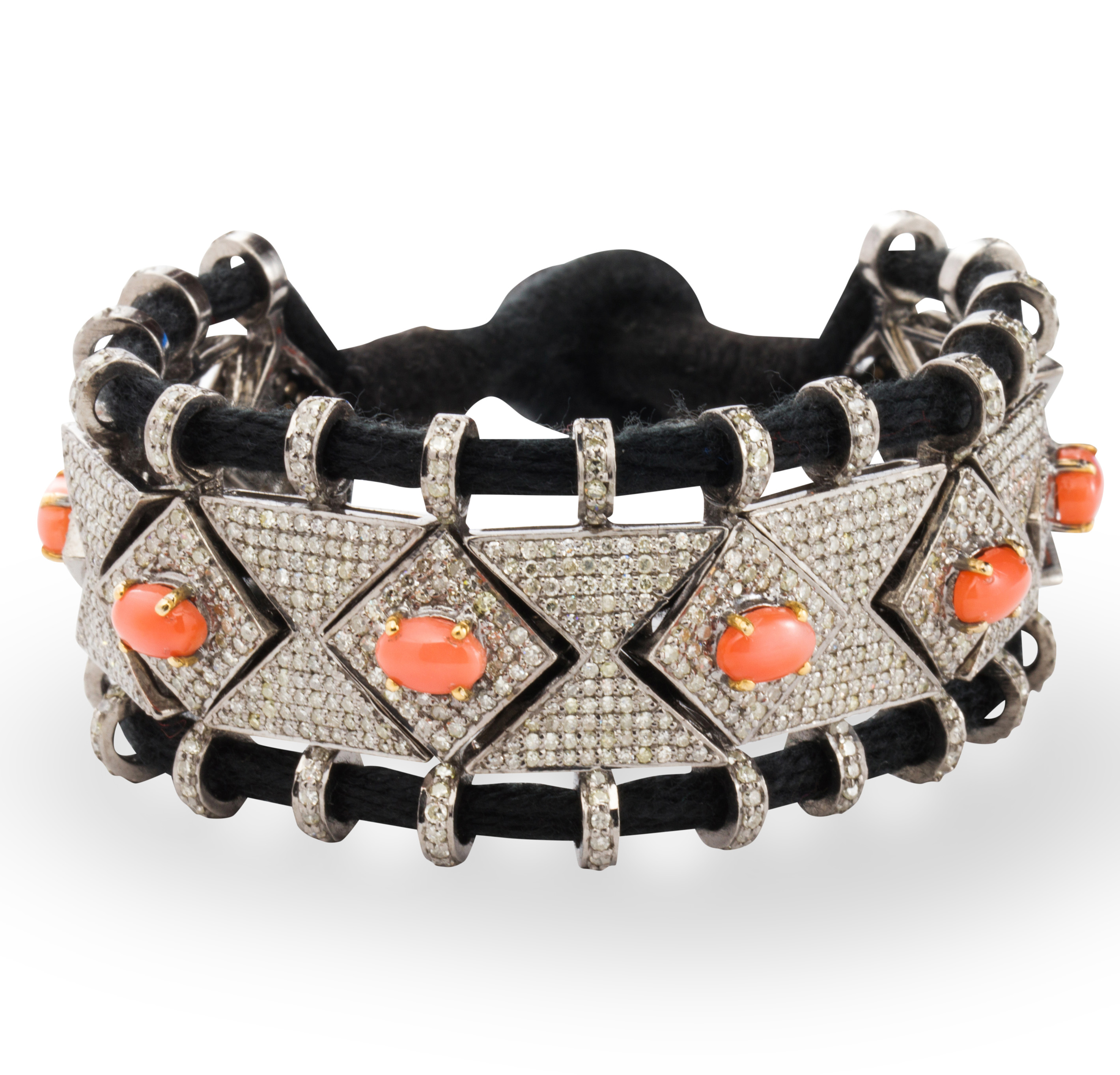 A CORAL AND DIAMOND BRACELET A