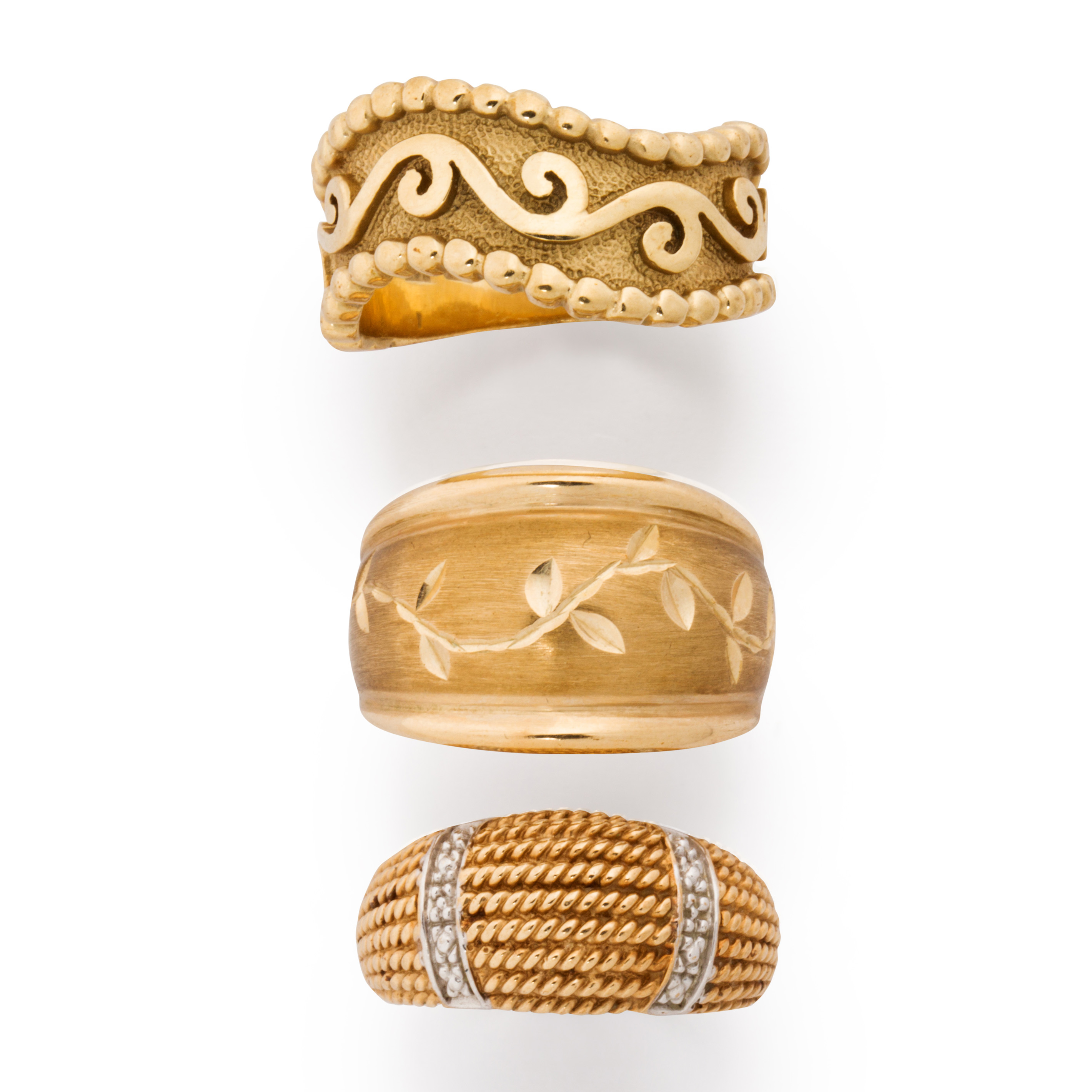 A GROUP OF TEN KARAT GOLD RING