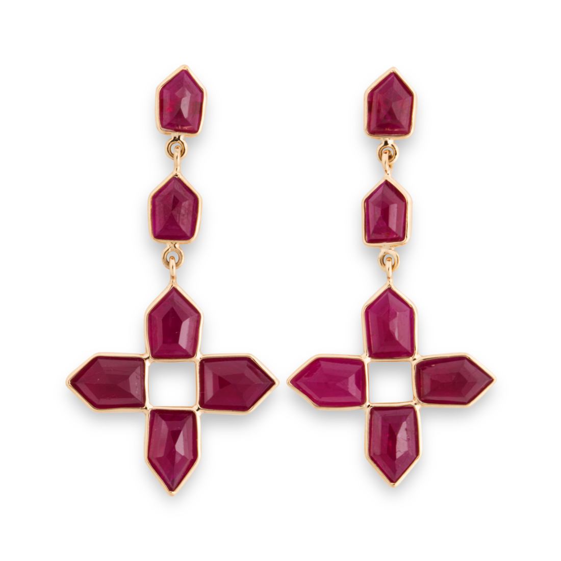 A PAIR OF RUBY AND EIGHTEEN KARAT