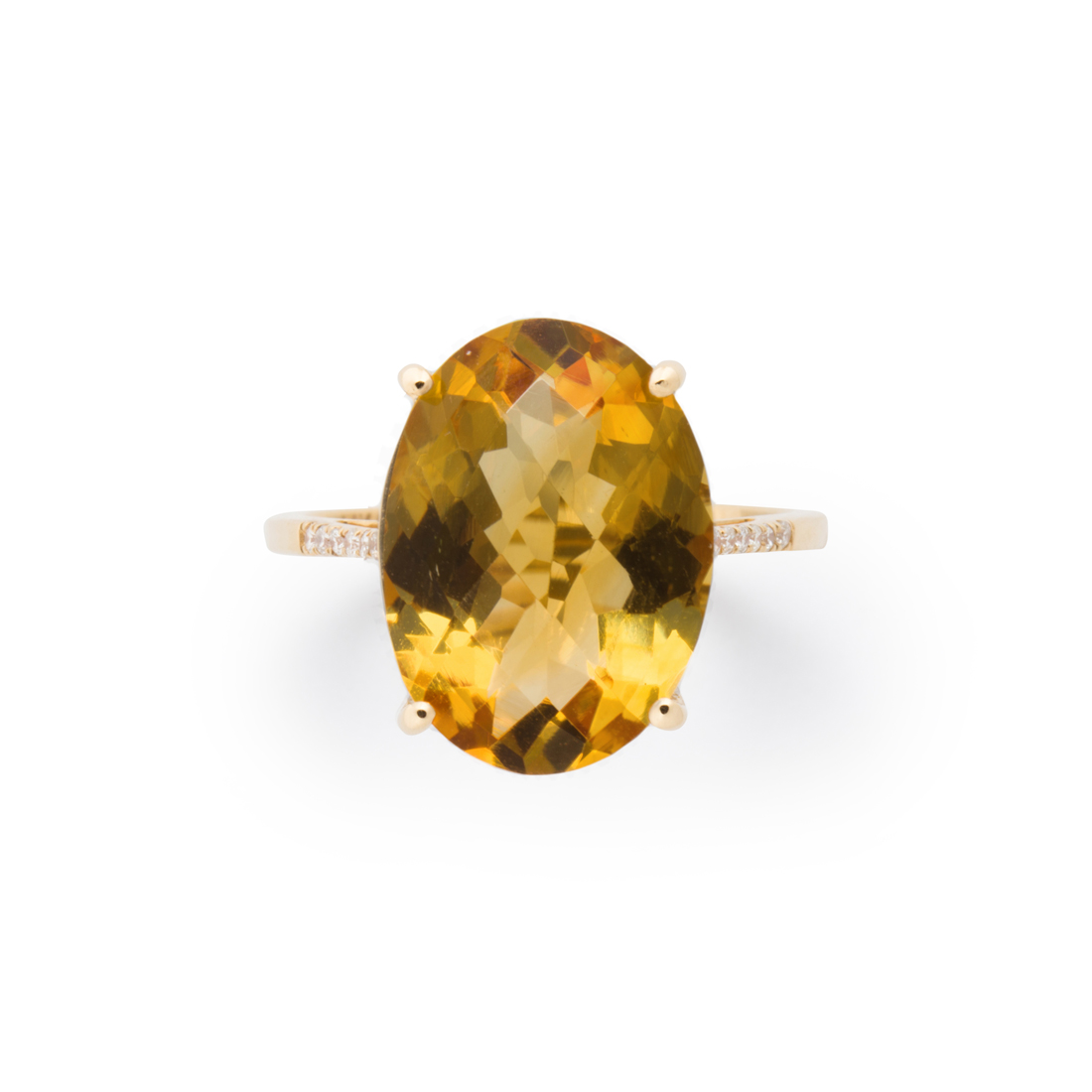 A CITRINE, DIAMOND AND FOURTEEN