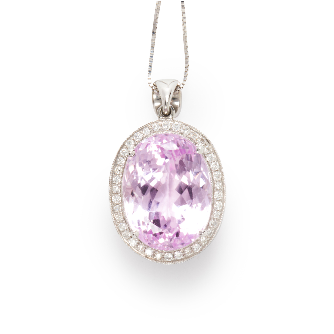 A KUNZITE, DIAMOND AND FOURTEEN