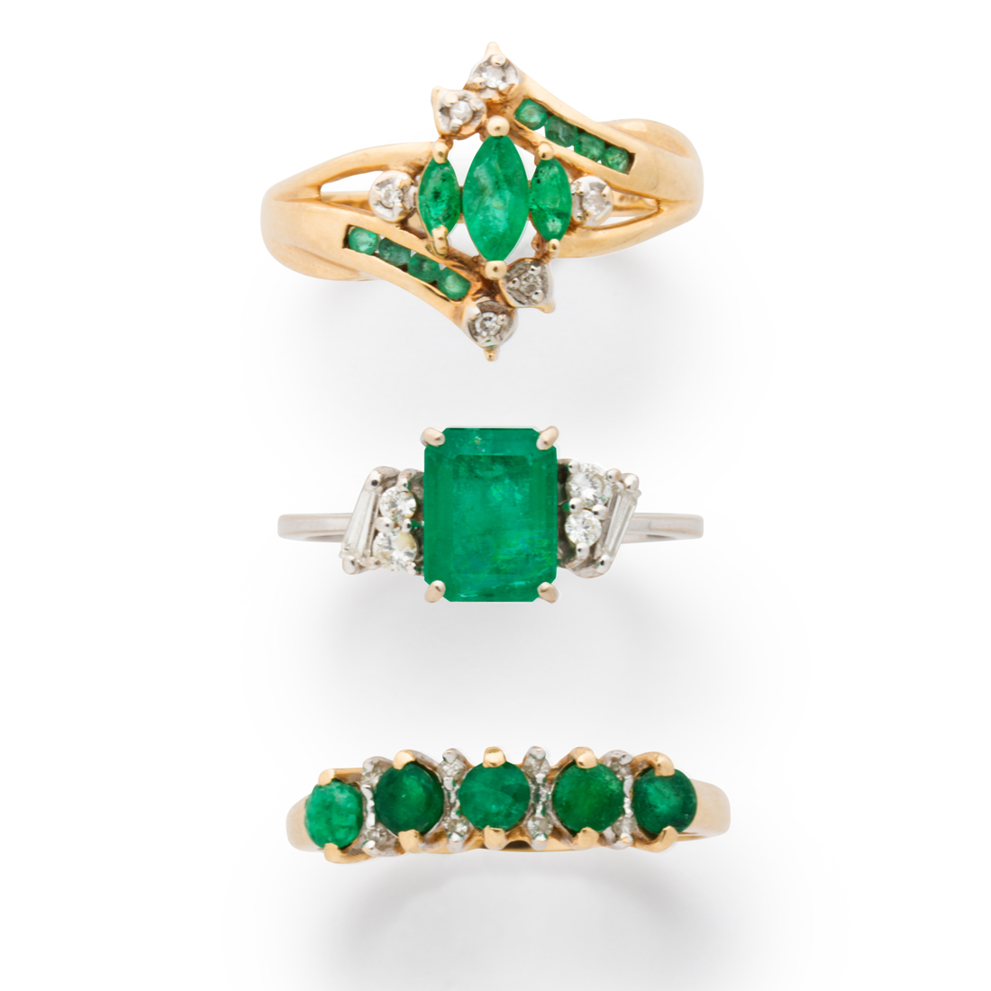 A GROUP OF EMERALD DIAMOND AND 3a2841