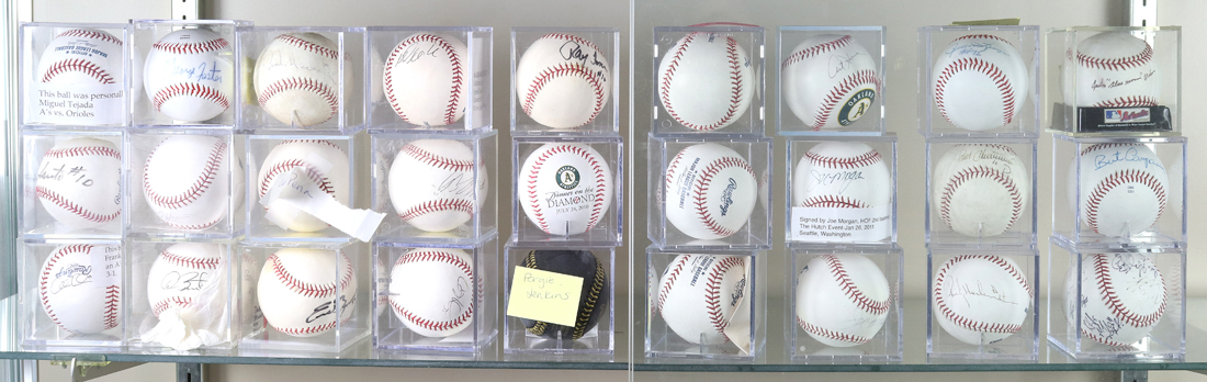 (LOT OF 33) ONE SHELF OF BASEBALLS