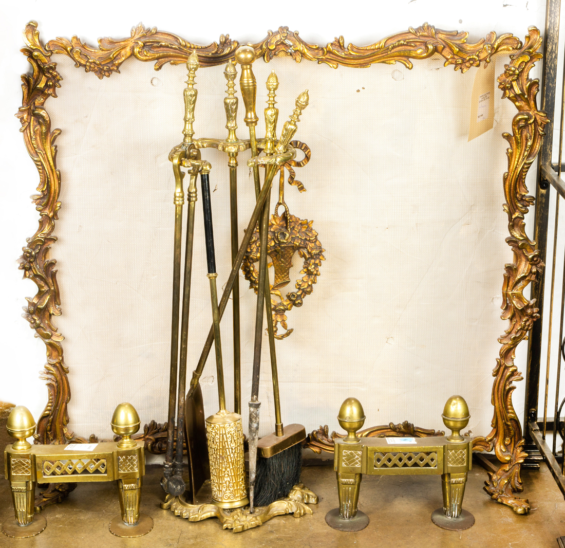 LOUIS XV STYLE GILT BRASS FIREPLACE 3a29b8