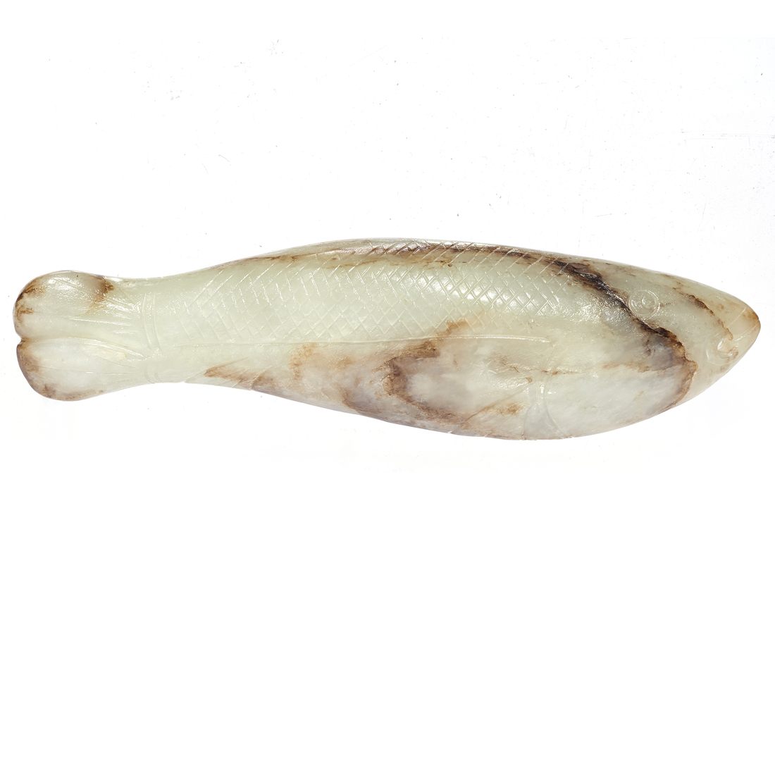 CHINESE RUSSET JADE FISH-FORM TOGGLE