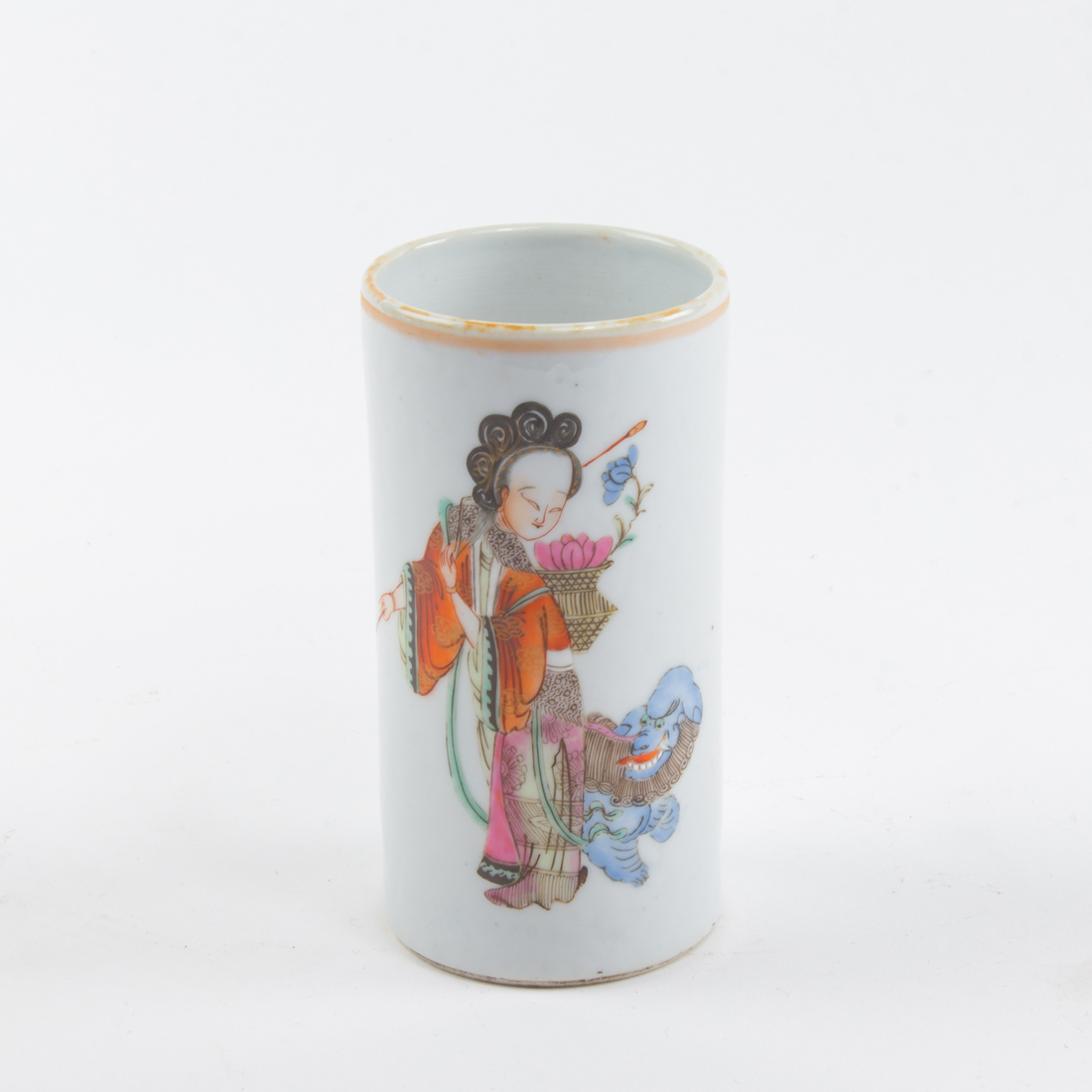 CHINESE FAMILLE ROSE BRUSH POT