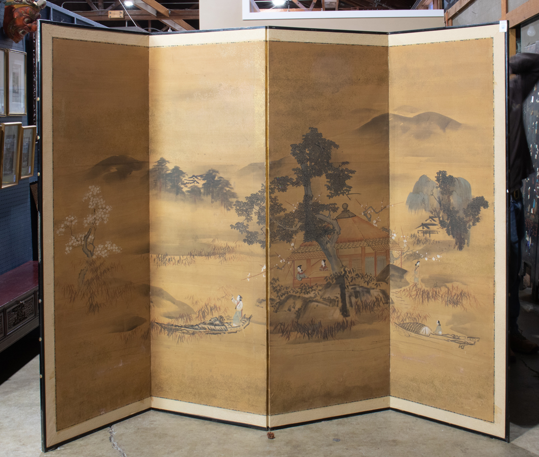 JAPANESE FOUR PANEL FOLDING SCREEN 3a2a83