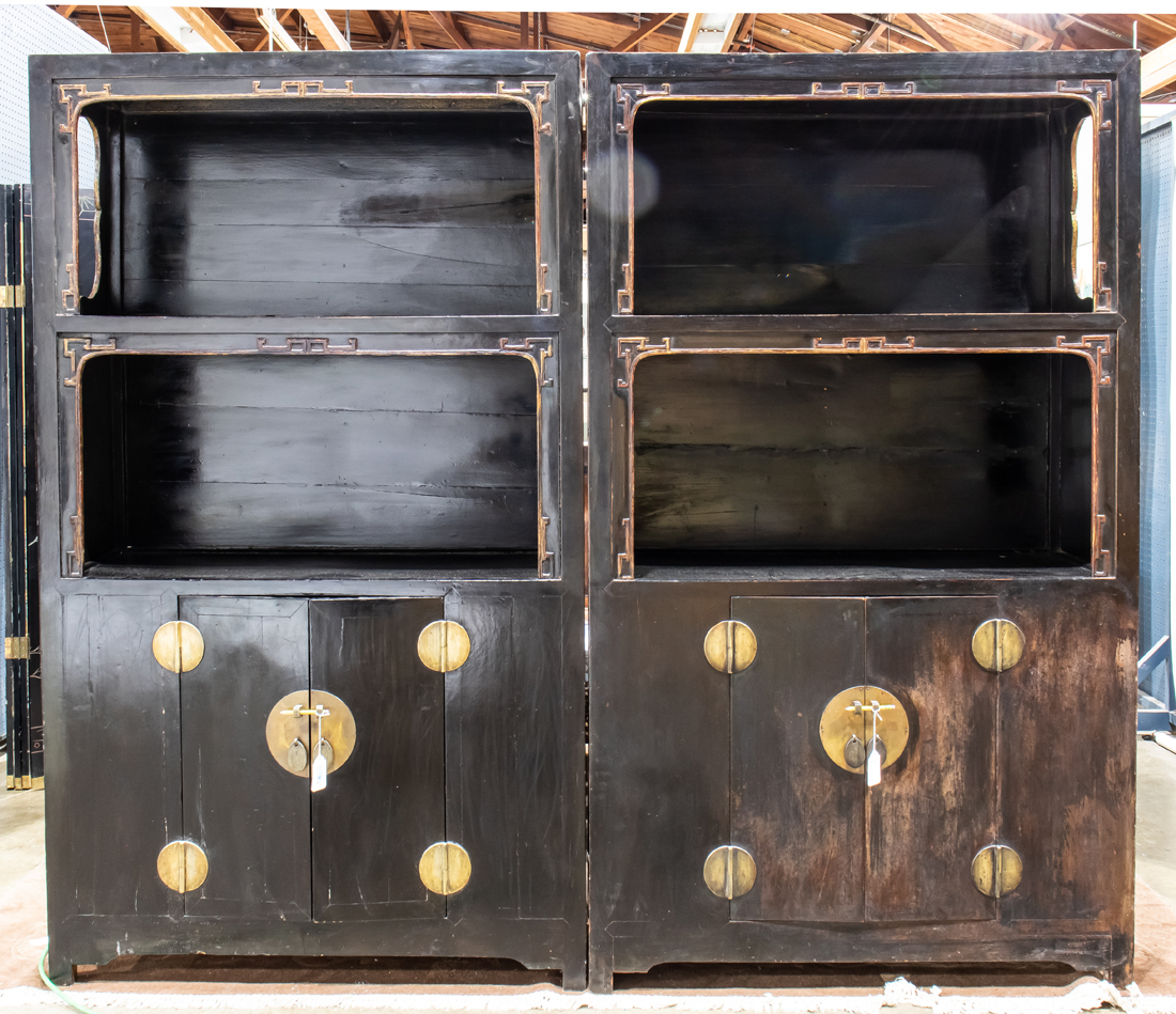 PAIR OF HARDWOOD CABINETS Pair