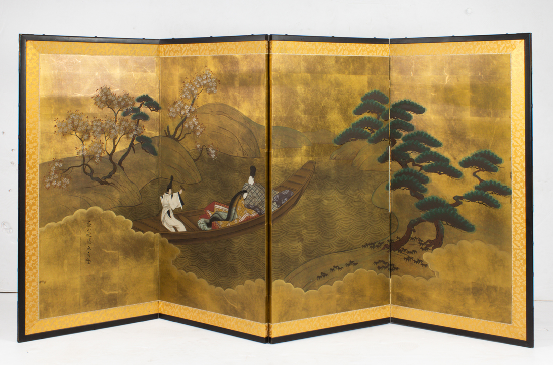 JAPANESE FOUR PANEL FOLDING SCREEN 3a2a8c