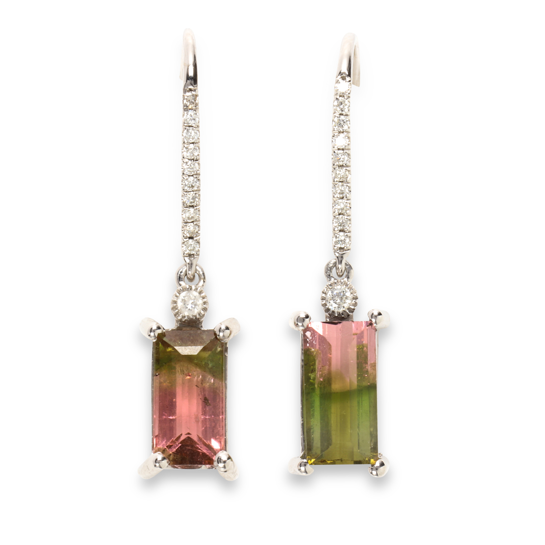 A PAIR OF WATERMELON TOURMALINE