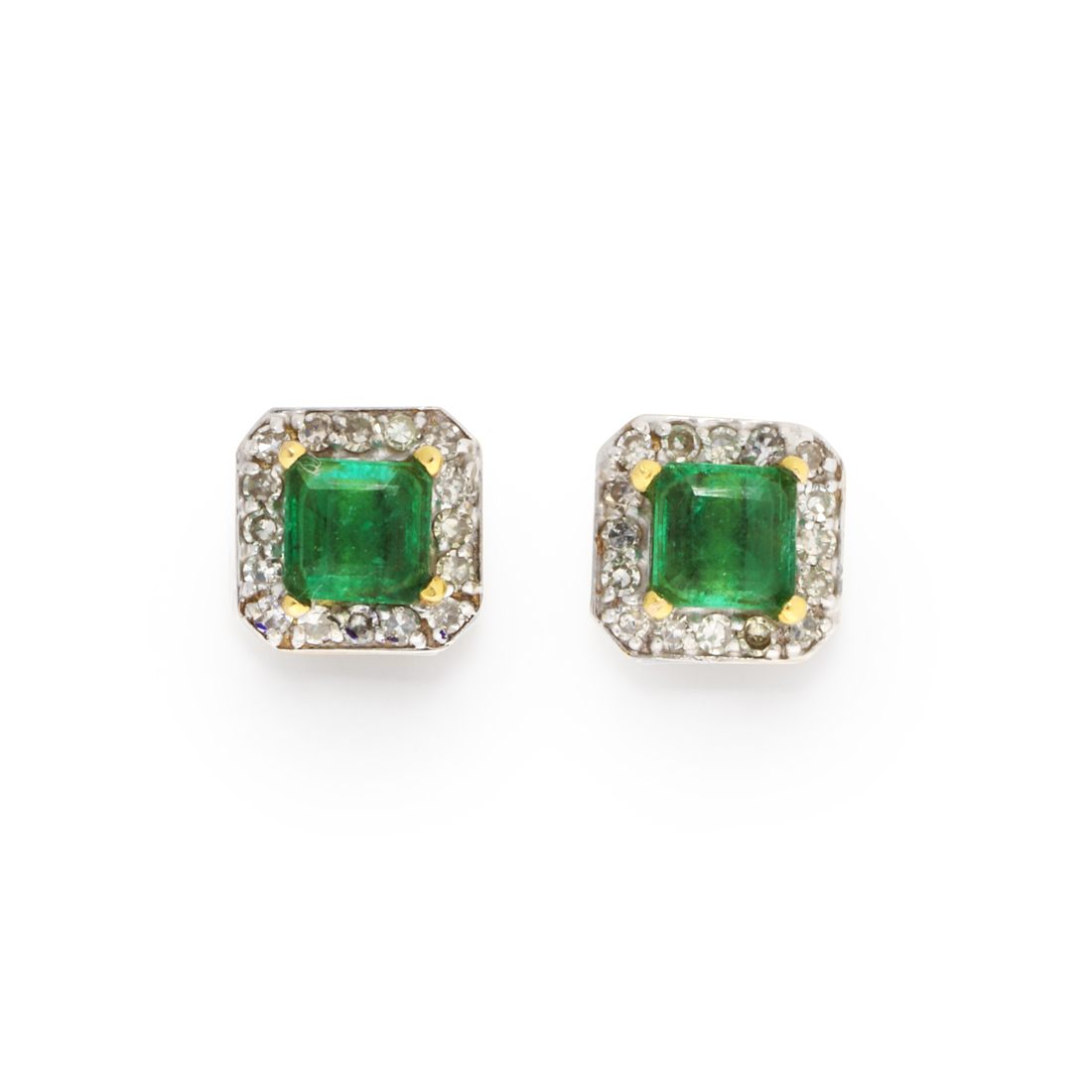 A PAIR OF EMERALD DIAMOND AND 3a2ad7