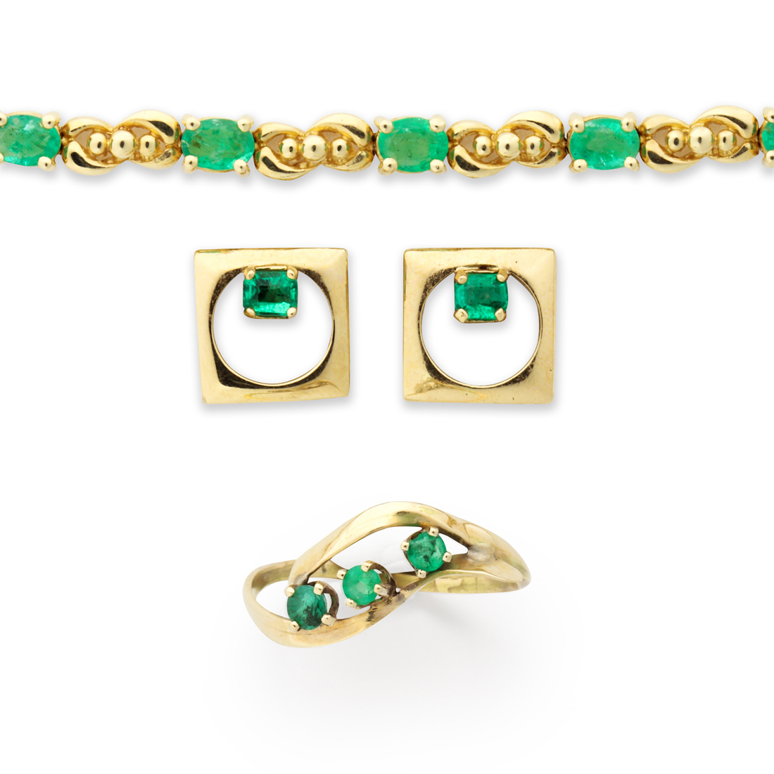 AN EMERALD AND FOURTEEN KARAT GOLD 3a2ad4