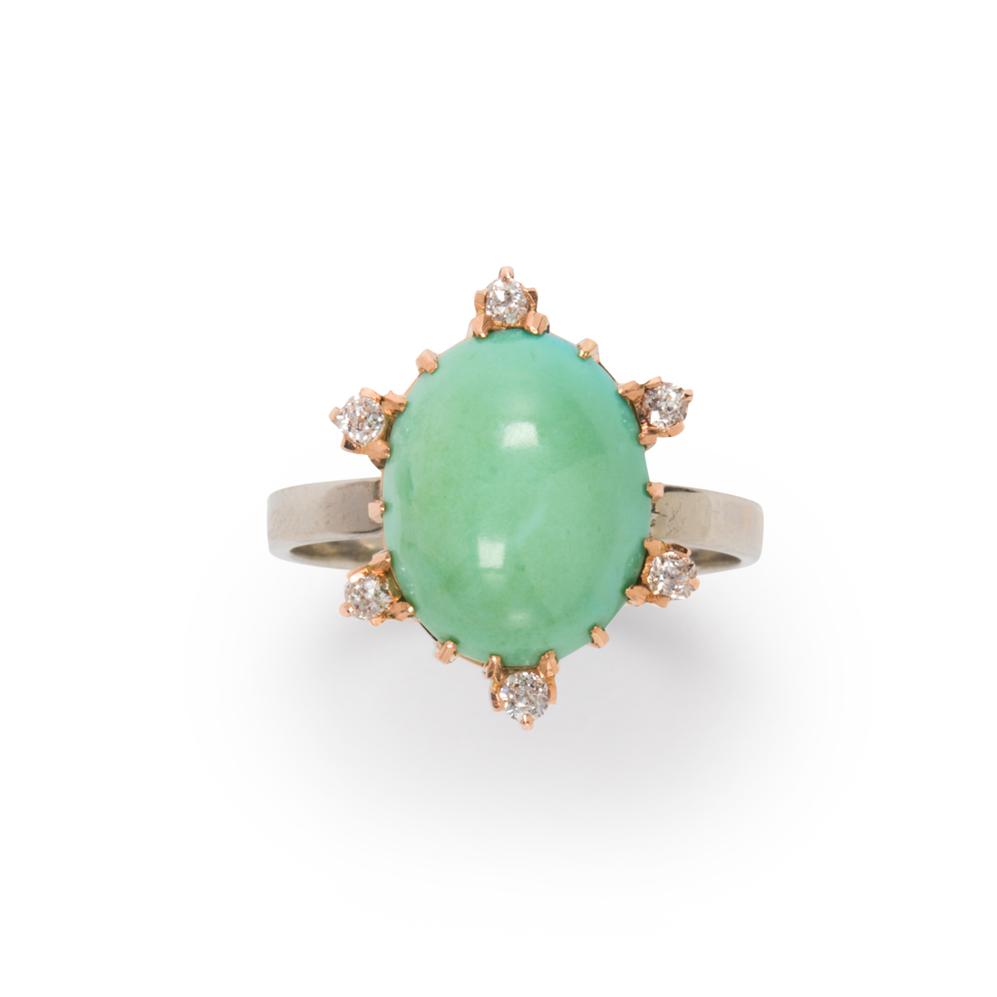 A TURQUOISE AND DIAMOND RING A