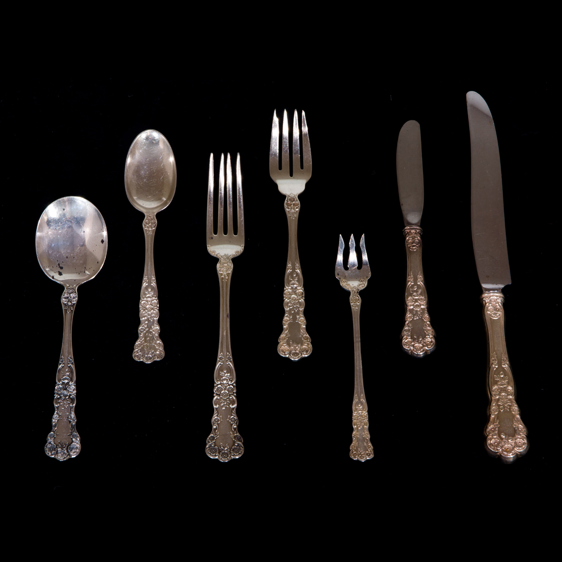 A (119 PC SET) GORHAM BUTTERCUP STERLING