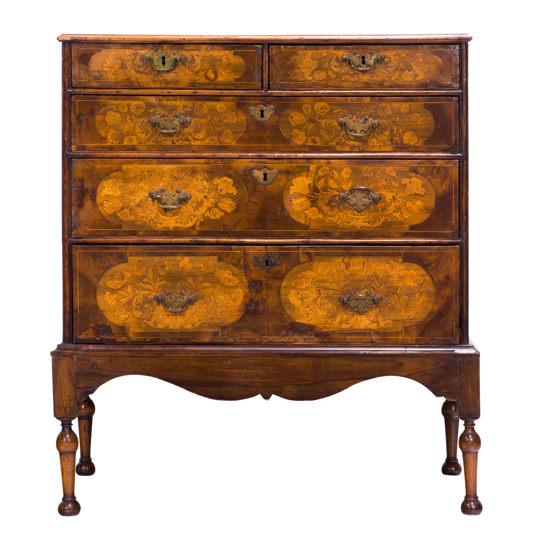 A DUTCH MARQUETRY DECORATED CHEST