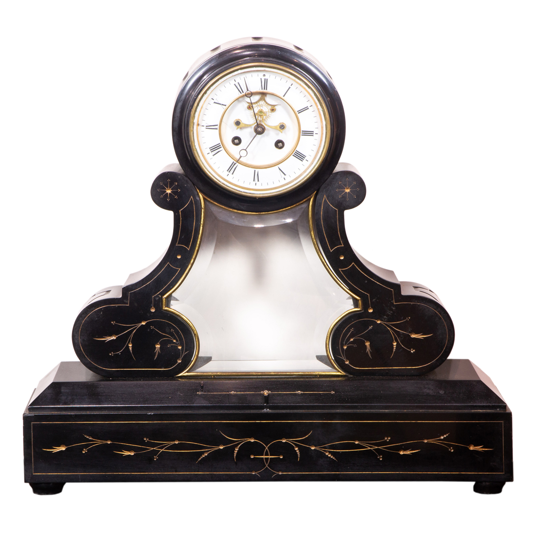 A FRENCH BLACK MARBLE MANTEL CLOCK 3a2bb2