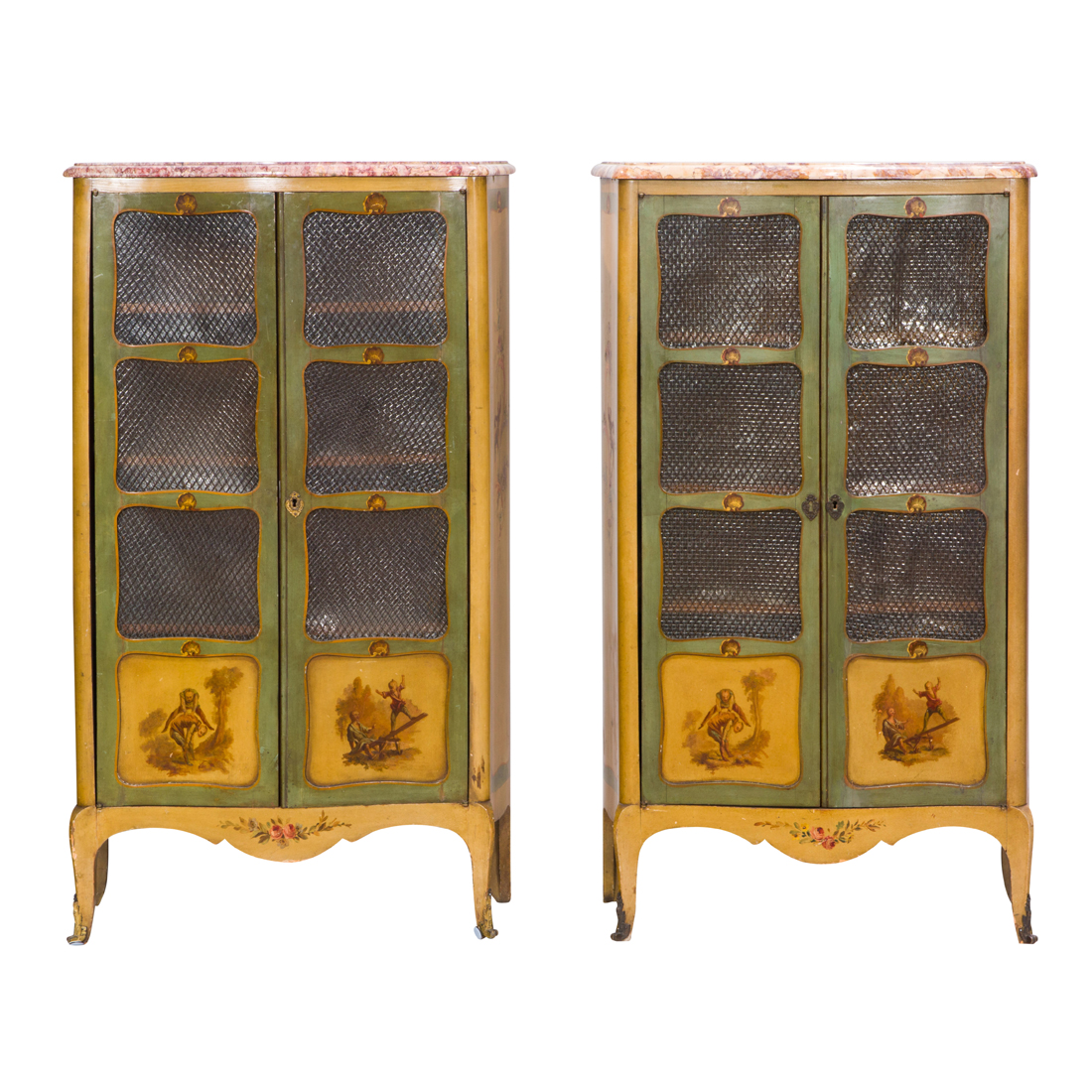 A PAIR OF FRENCH POLYCHROME DECORATED 3a2bb4