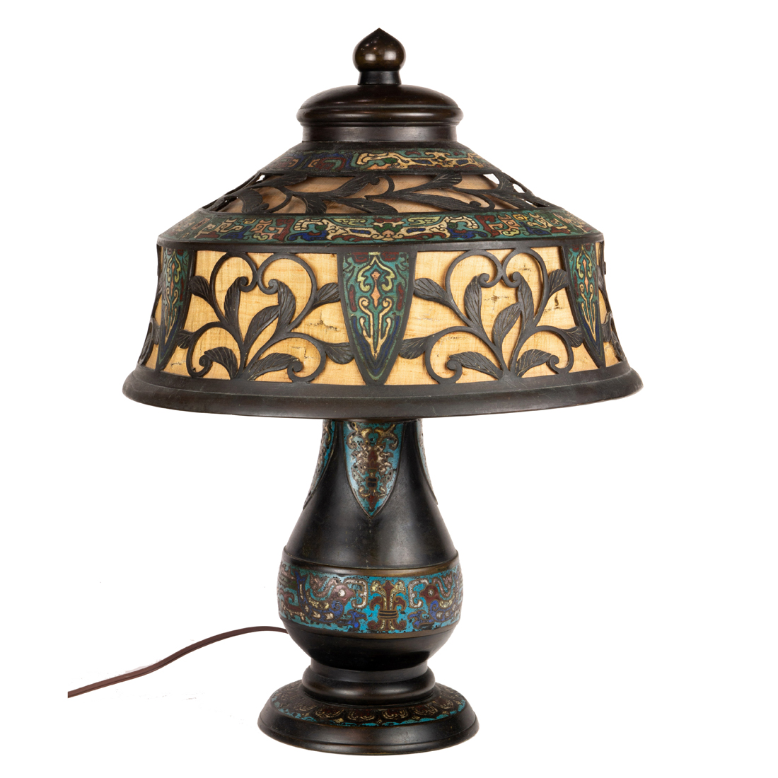 A JAPANESE CHAMPLEVE LAMP IN THE