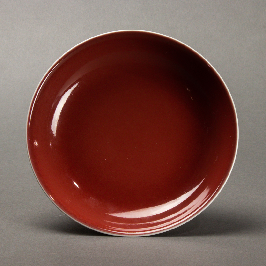 CHINESE COPPER RED GLAZED DISH 3a2bf2