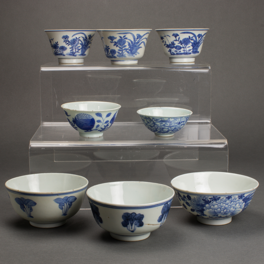 (LOT OF 8) CHINESE BLUE AND WHITE