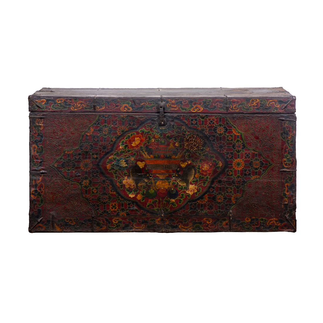 TIBETAN PAINTED WOOD CHEST Tibetan 3a2c20