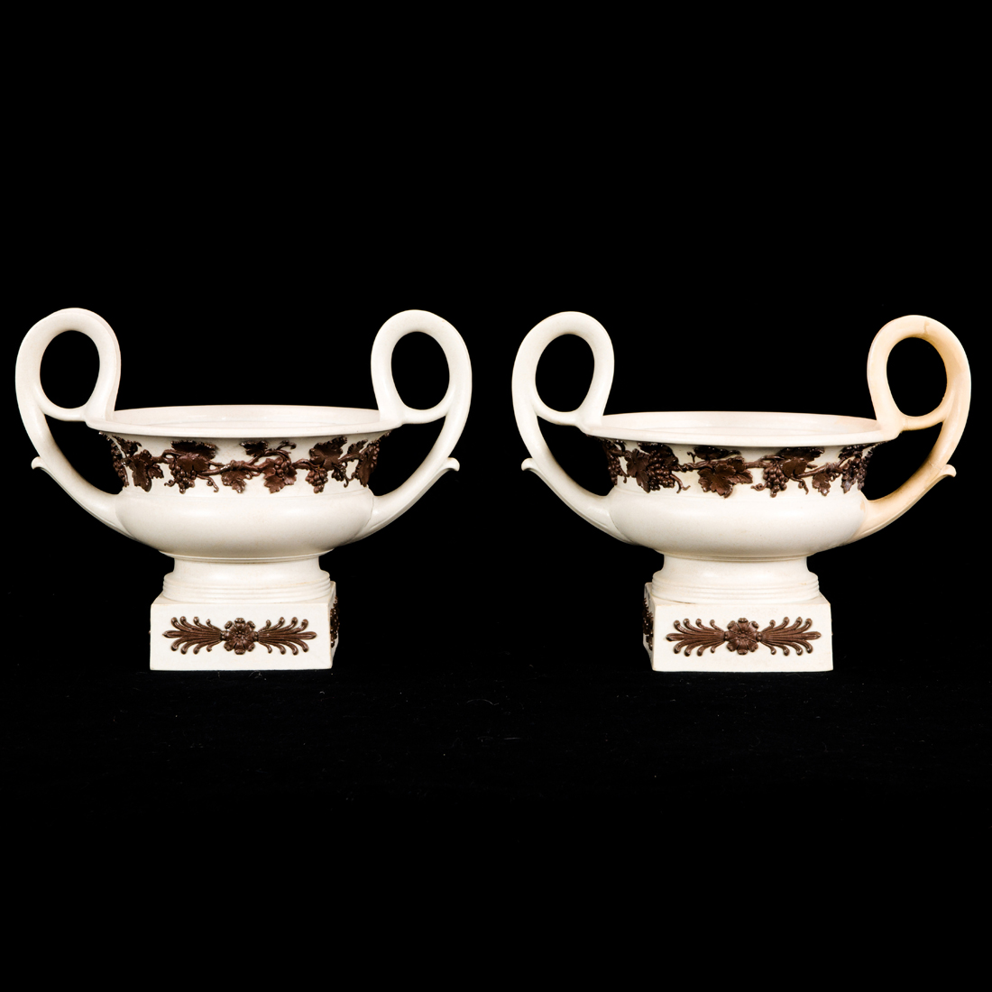 PAIR OF WEDGWOOD WHITE SMEAR GLAZED