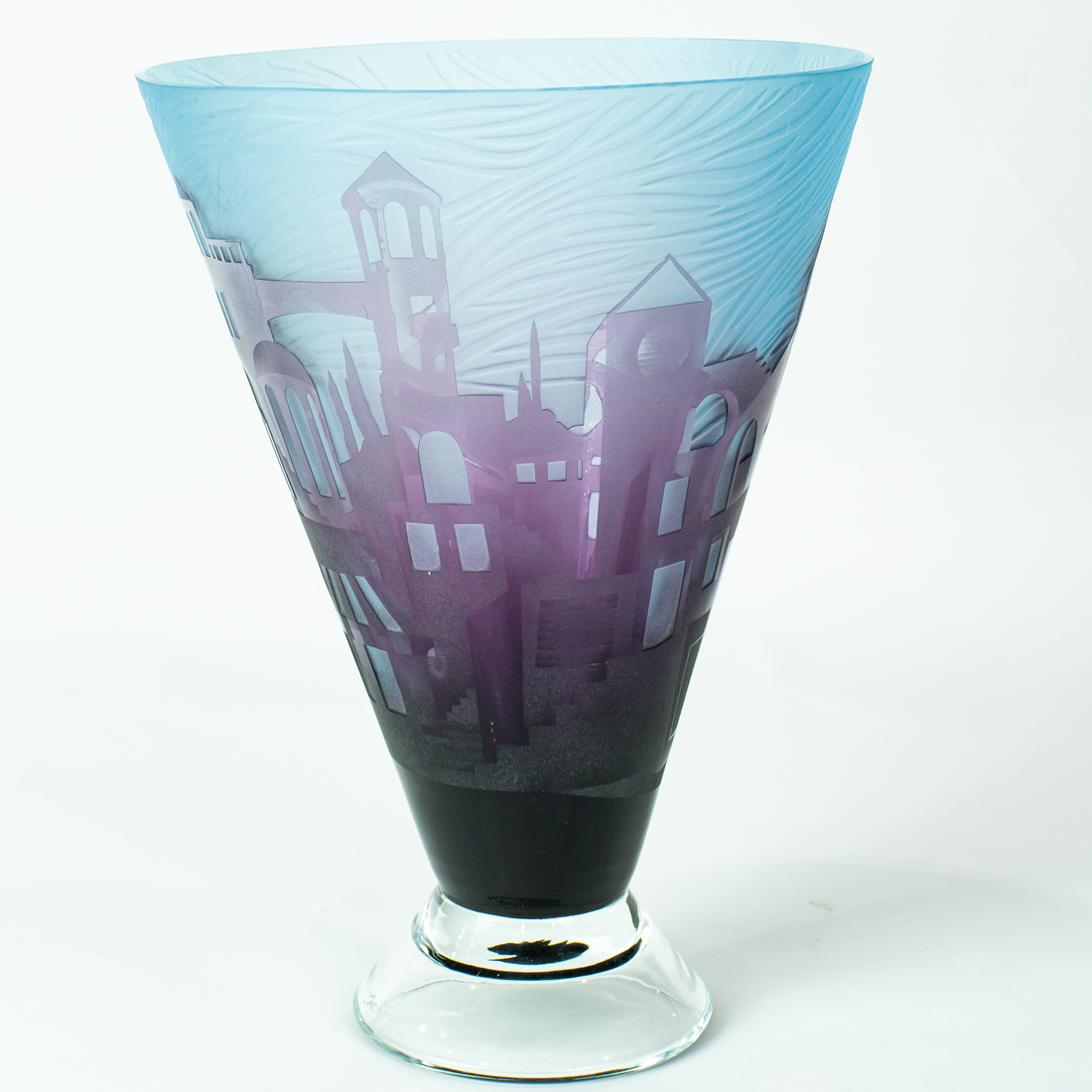 MODERN CUT GLASS CONICAL FOOTED