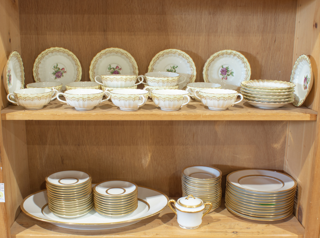 TWO SHELVES OF PORCELAIN Two shelves