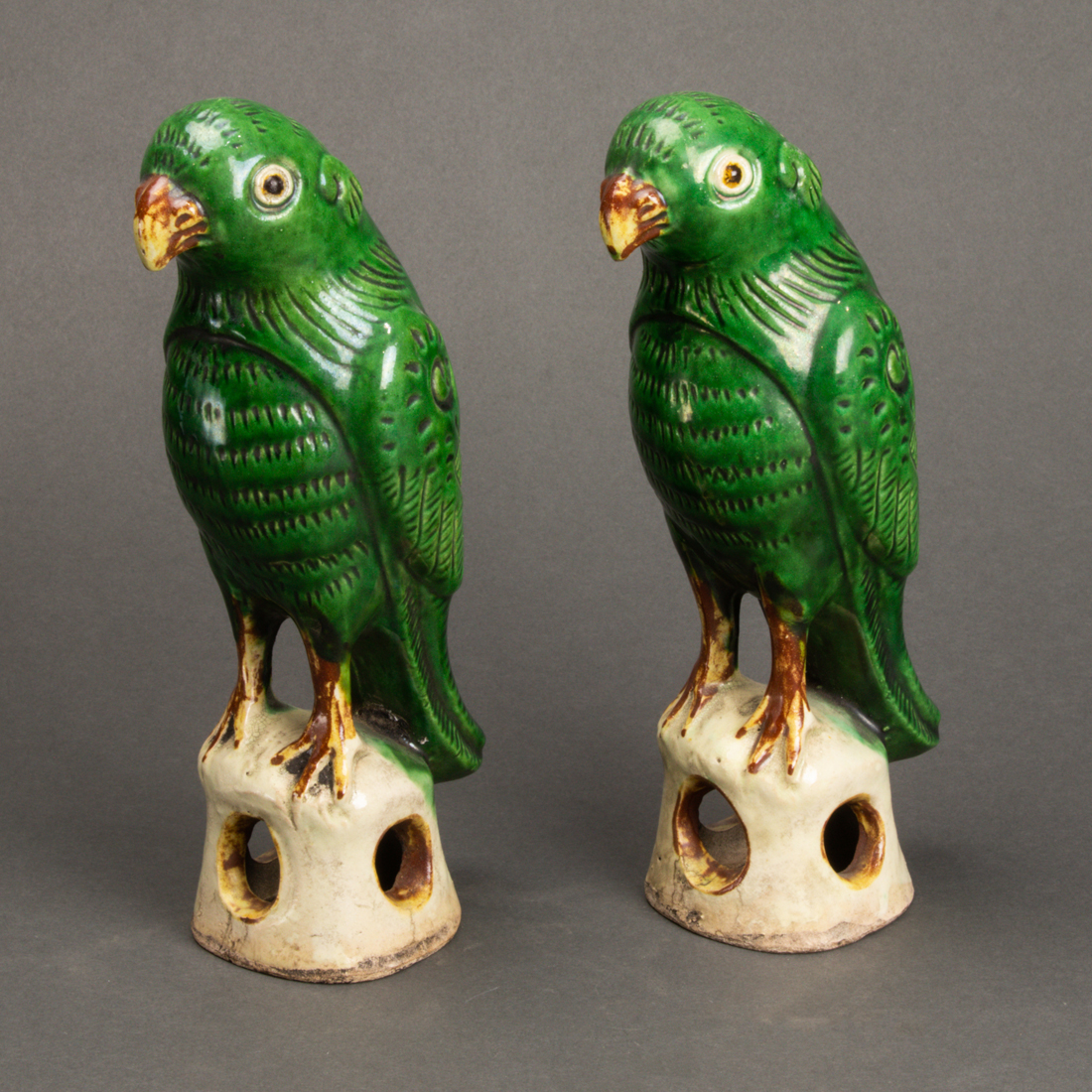 PAIR OF CHINESE EXPORT GREEN GLAZED 3a2da0