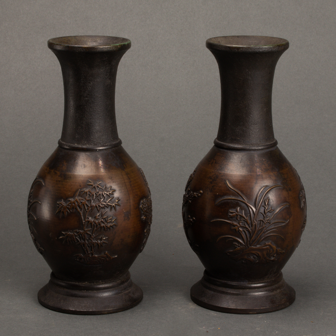 (LOT OF 2) JAPANESE BRONZE VASES