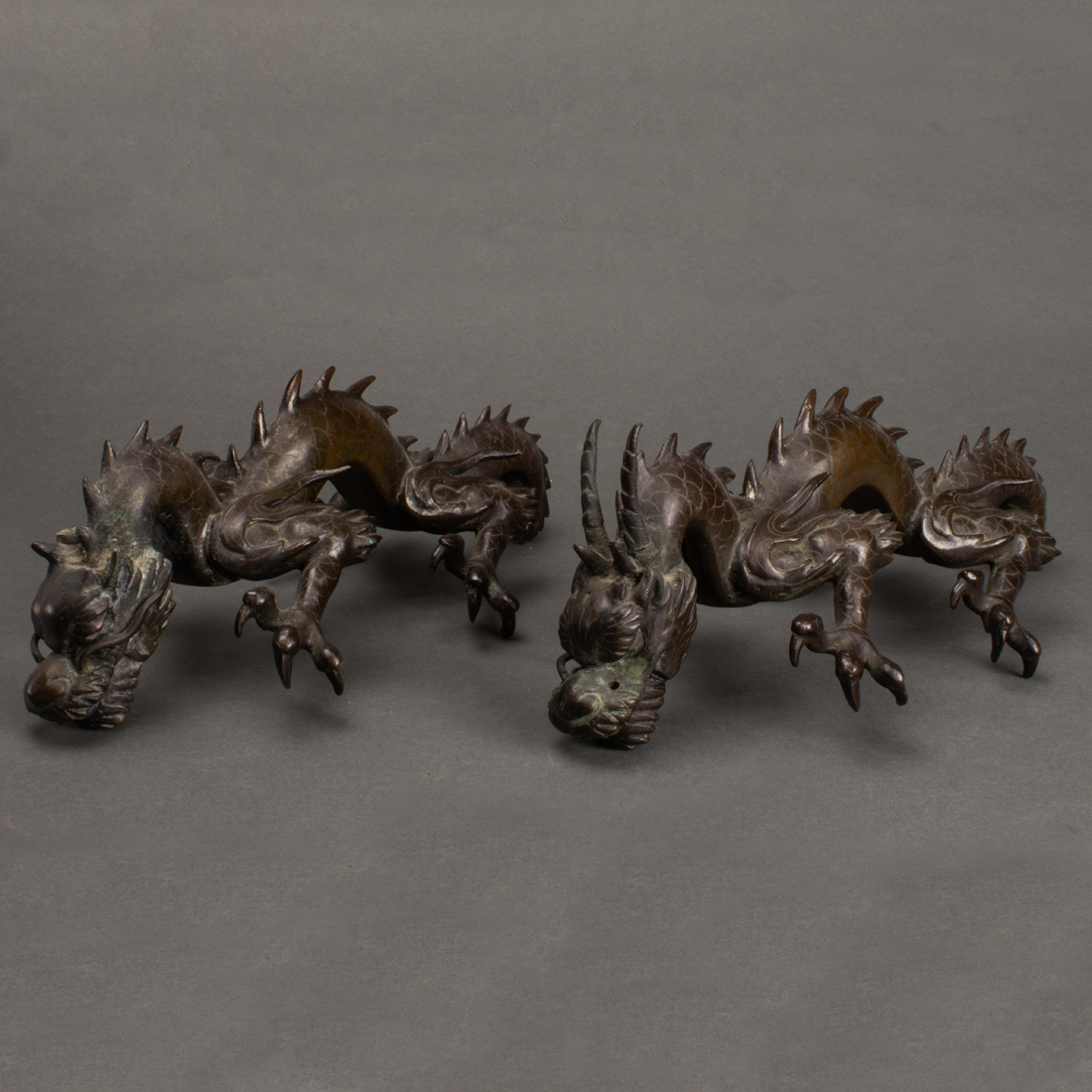 PAIR OF JAPANESE BRONZE DRAGONS Pair