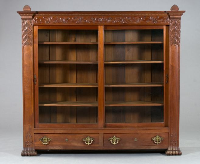 American Victorian Walnut Bookcase,