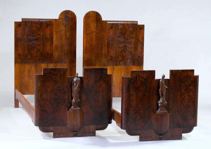 Pair of Art Deco Rosewood and Burlwood