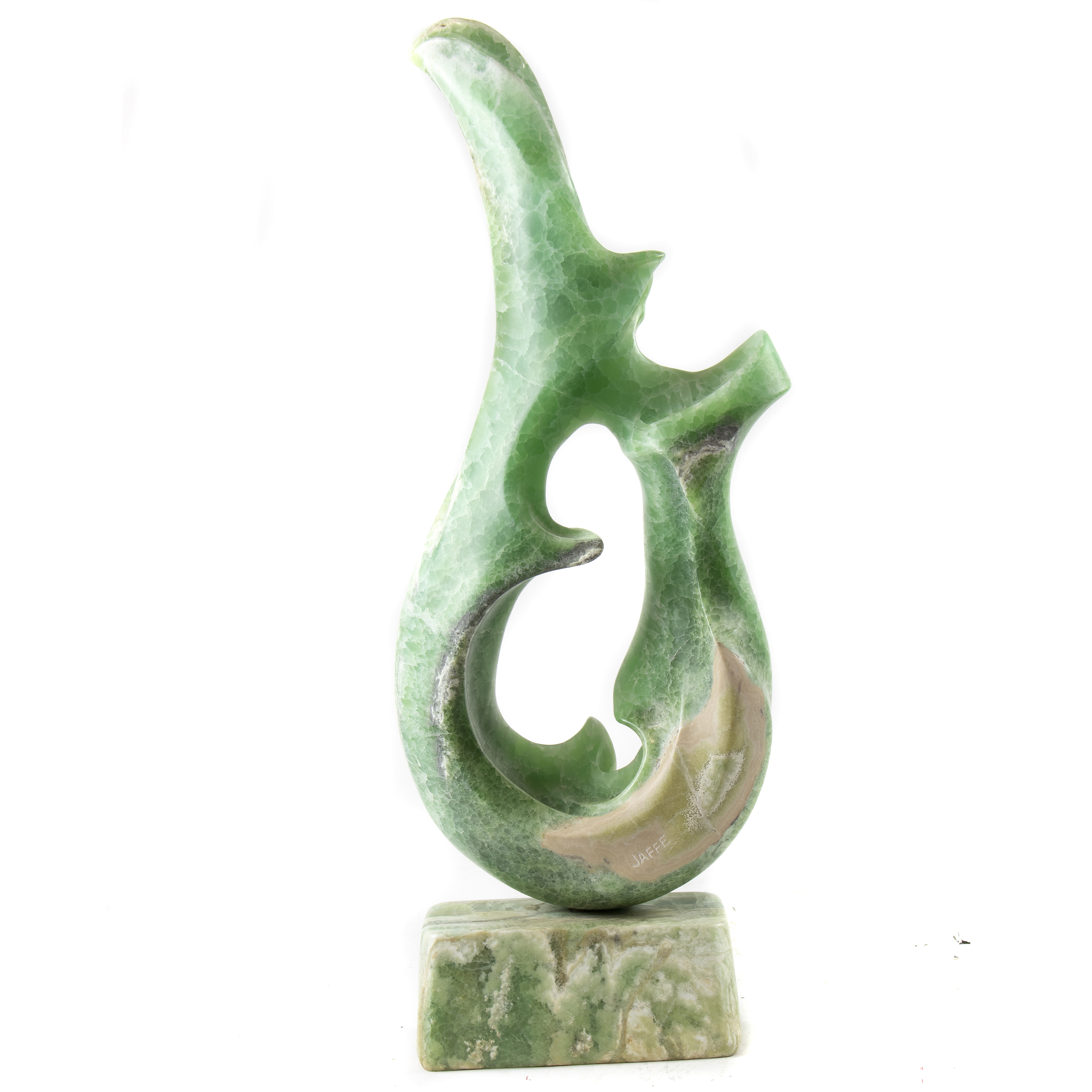 A JADE GREEN ONYX ABSTRACT SCULPTURE 3a5af5